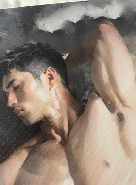 废墟肌肉男装饰画相框画框卧室挂画喷绘油画房间室内挂墙靠墙艺术