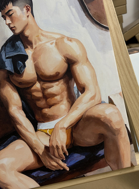 肌肉男装饰画古铜挂画喷绘油画卧室男体工作室艺术画框电表箱