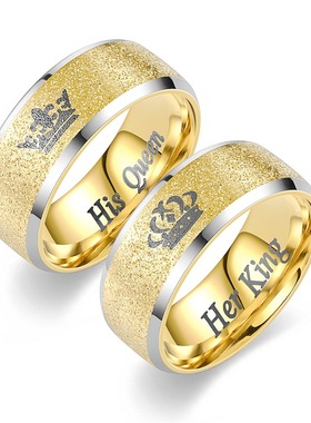 欧美爆款女王皇冠情侣戒指对戒