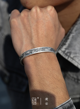 民族手镯纯银原创设计男
