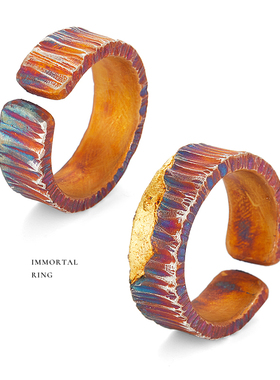 口力米大男足银复古镶金戒指