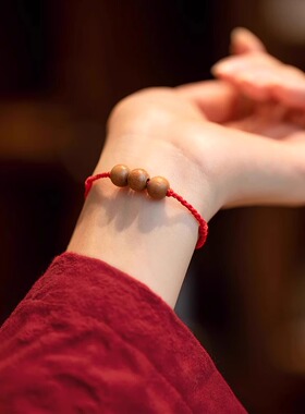 桃木红绳手链平安护身儿童手链