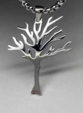 欧美ins风生命树项链不锈钢