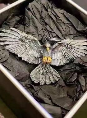 个性复古渡鸦乌鸦鹰嘻哈项链