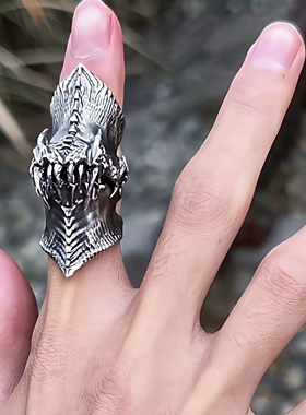 霸气个性恶魔吞噬之眼戒指 开口关节戒指环可活动朋克盔甲戒指