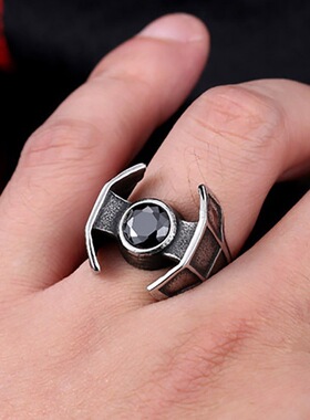 黑钻锆石戒指金属复古男女