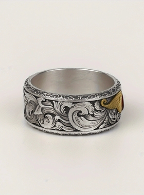 复古双色圣洁之血可调节开口戒指