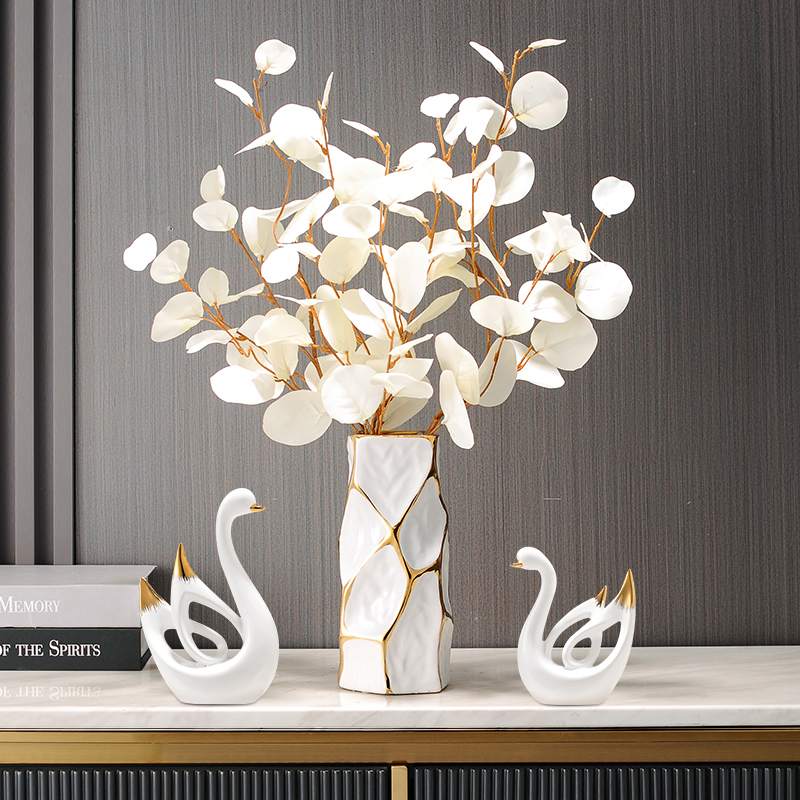 轻奢陶瓷花瓶摆件高级感创意客厅插花艺现代玄关电视柜餐桌装饰品,淘宝优惠券,粉丝福利购,淘宝优惠卷