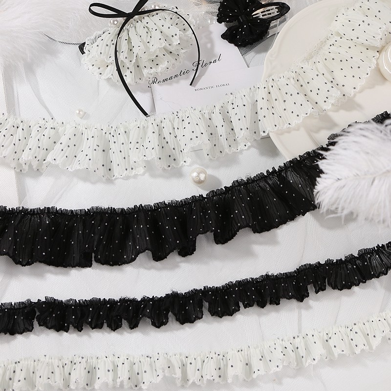 小圆点花边皱褶纱带礼盒包装装饰DIY发饰蝴蝶结波点芽边雪纺带,淘宝优惠券,粉丝福利购,淘宝优惠卷