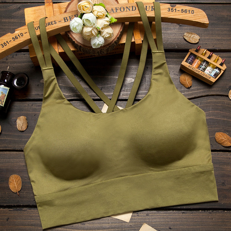 美背性感交叉带薄款运动防震文胸 柯莲丝文胸