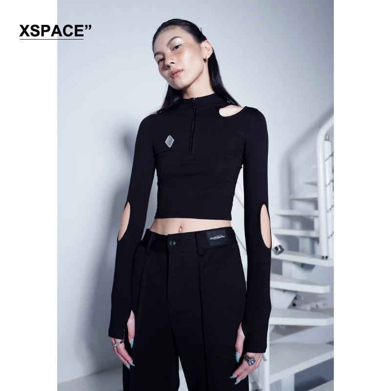 (Ограниченное предложение с 6 % скидкой) Cozyouroutfit полость дизайна Slim High Bomb молния короткого топа нижняя часть рубашки