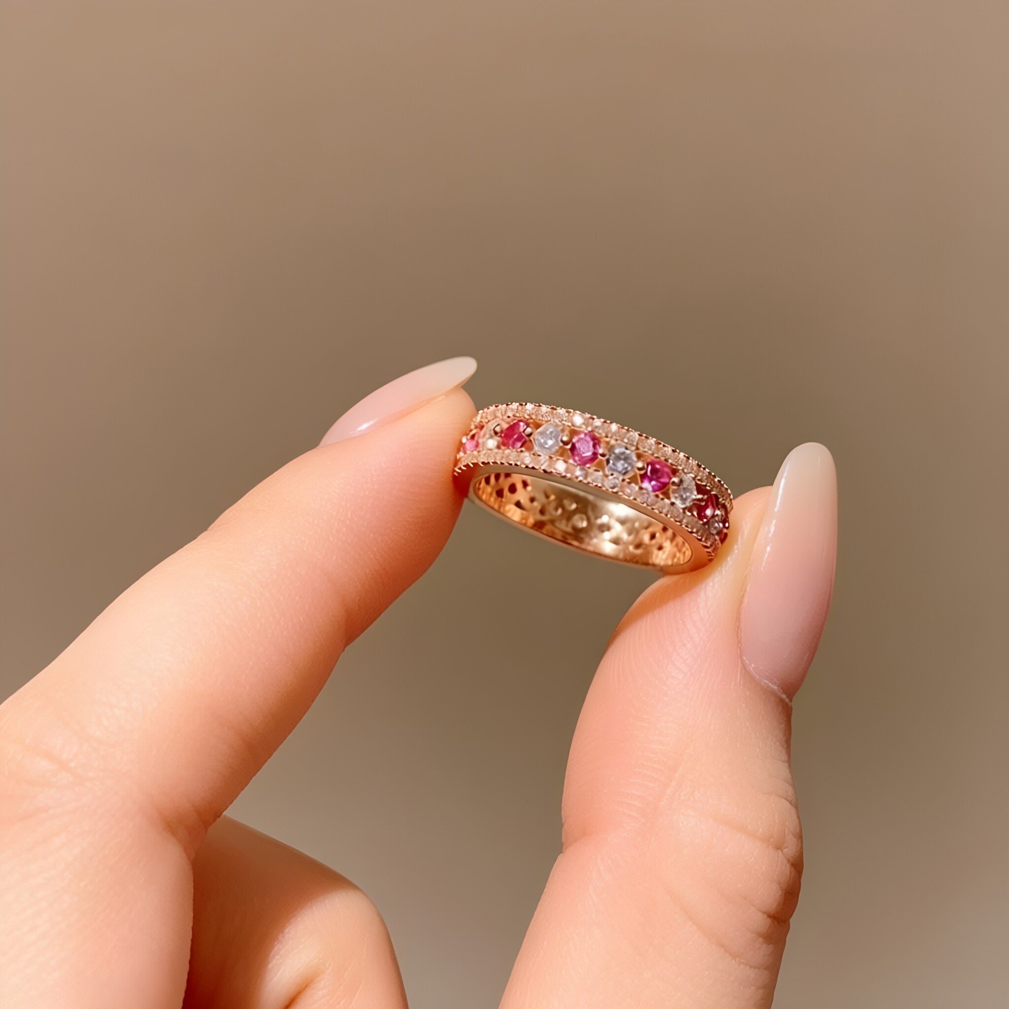 S925 silver full row diamond ring medieval design fairy style