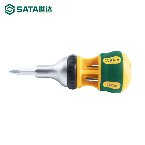 世达7合1棘轮螺丝刀一字十字工业级可换批头快速起子短萝卜头改锥 - 图0