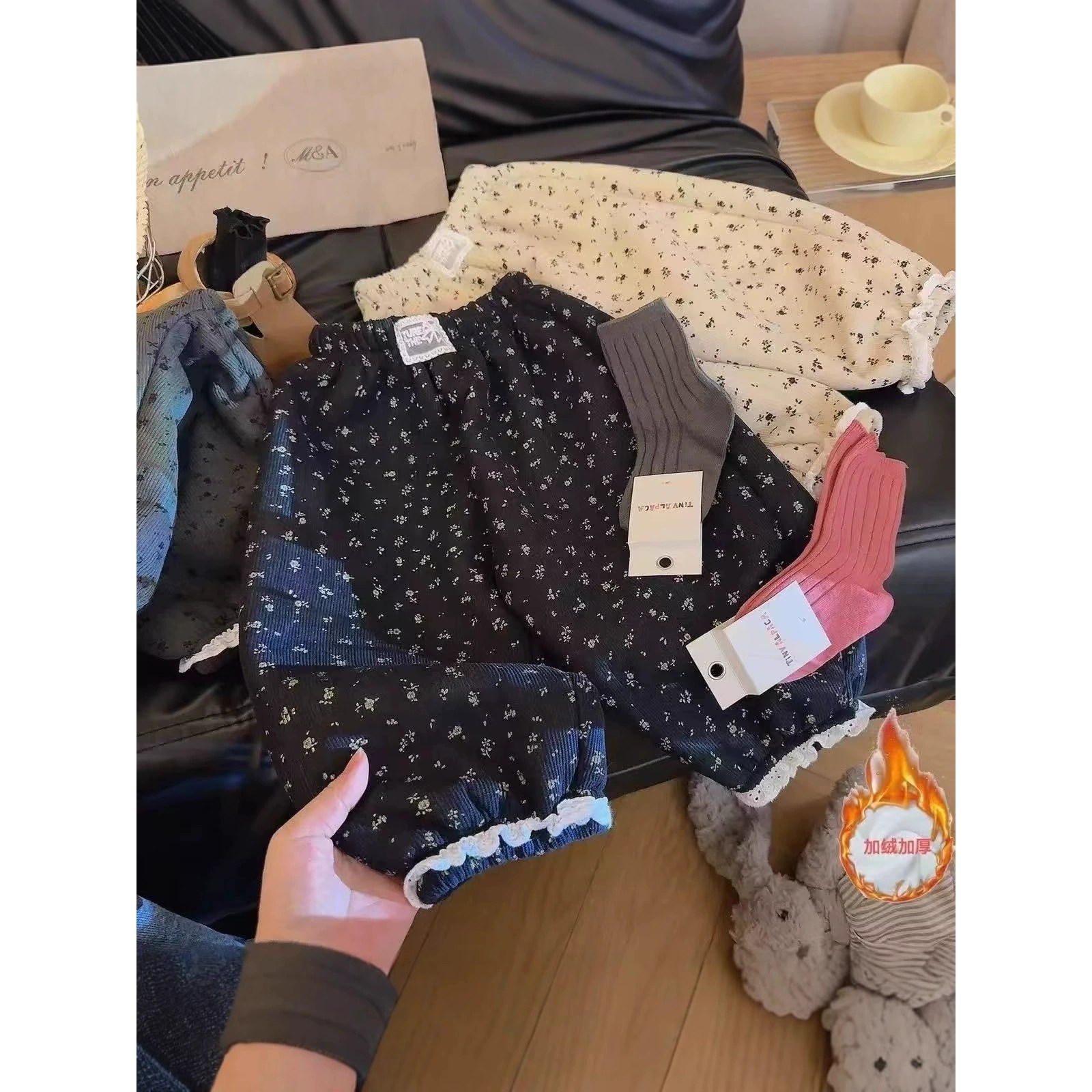 儿童加绒卫裤女童秋冬季韩系碎花休闲裤女宝百搭灯笼裤校园神裤子,淘宝优惠券,粉丝福利购,淘宝优惠卷