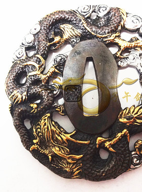 纯铜鎏金刀镡/日本武士配件/护手/精品装具