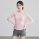 VOJ瑜伽服女无缝一体织修身透气速干运动上衣圆领普拉提健身长袖