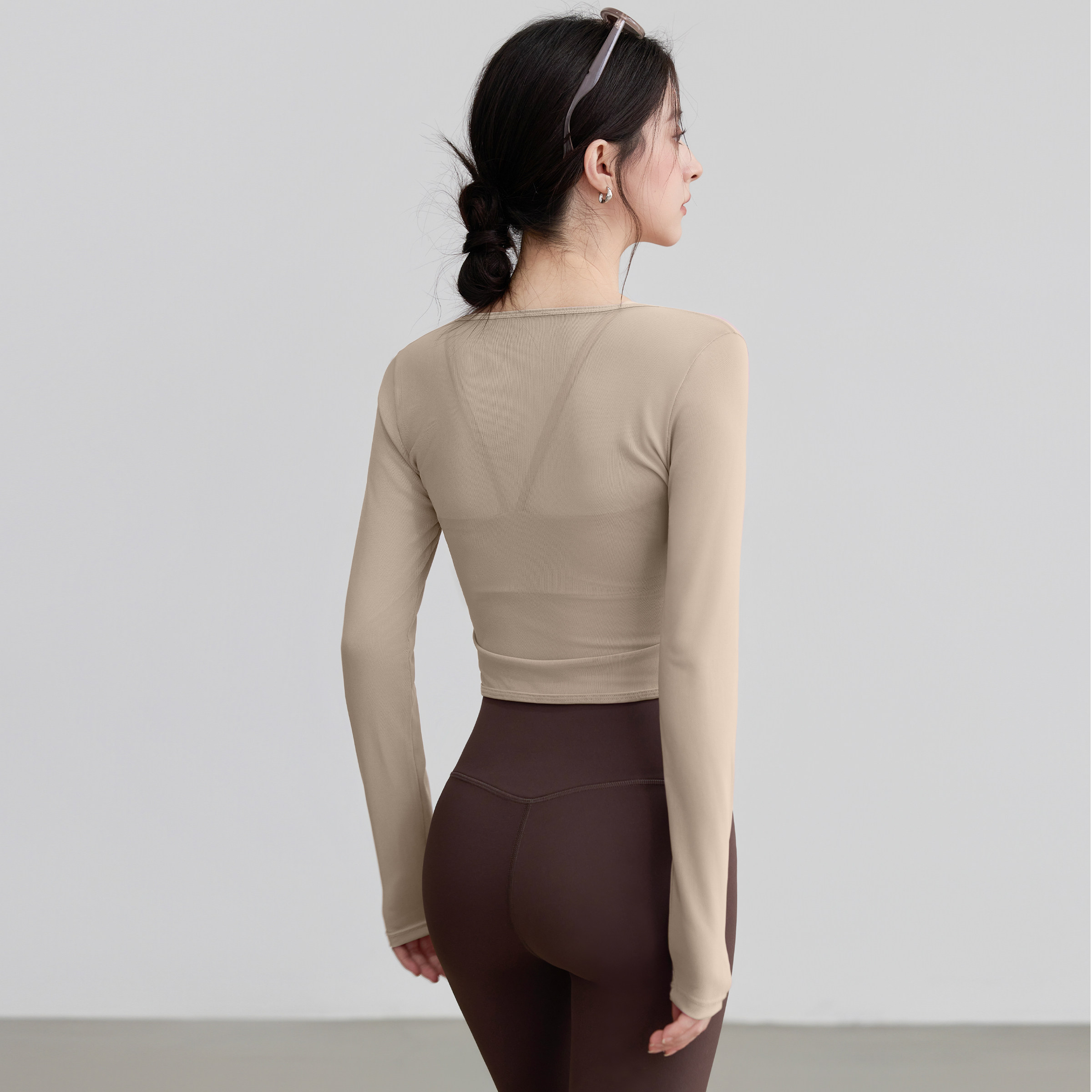 VOJ瑜伽服高级感上衣网纱显瘦罩衫长袖跑步运动健身训练服普拉提,淘宝优惠券,粉丝福利购,淘宝优惠卷