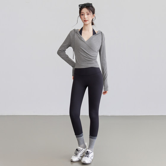 VOJ hooded yoga wear autumn slim fit sports fitness