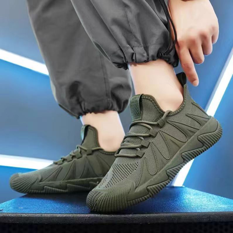 工作男鞋夏季鞋子男款透气飞织网面男士运动轻便休闲防臭劳保网鞋