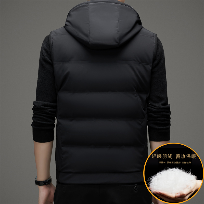 2025年秋季连帽时尚都市鸭绒男装羽绒马甲 - 图2