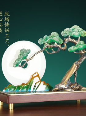 客厅酒柜黄铜招财摆件新中式开业