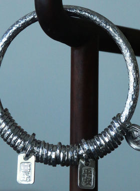 纯手工999足银银黄财神盘缠手镯