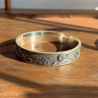 千凤银足银999河间山水纯银手镯