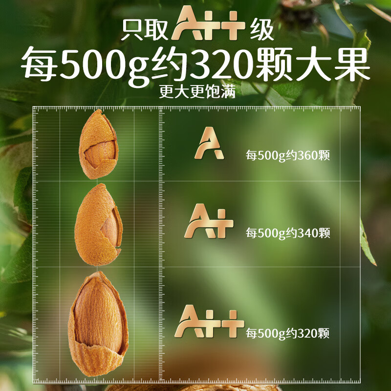 三只松鼠罐装大颗粒手剥巴旦木500g 坚果炒货量贩干果扁核桃零食 - 图1