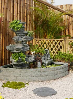 庭院景观装饰假山水景摆件大型室外流水喷泉顶楼户外鱼池造景布置