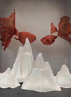 售楼处大型透明树脂假山装饰落地摆件艺术品装置酒店庭院冰山雕塑