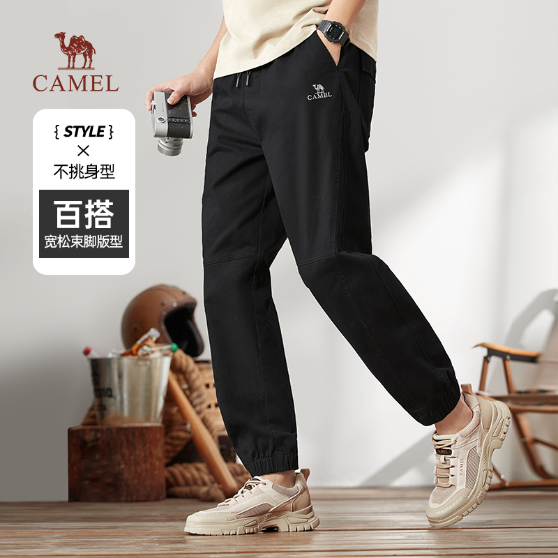 骆驼男装纯棉工装裤子男秋冬季2025新款宽松运动束脚户外休闲长裤 - 图0