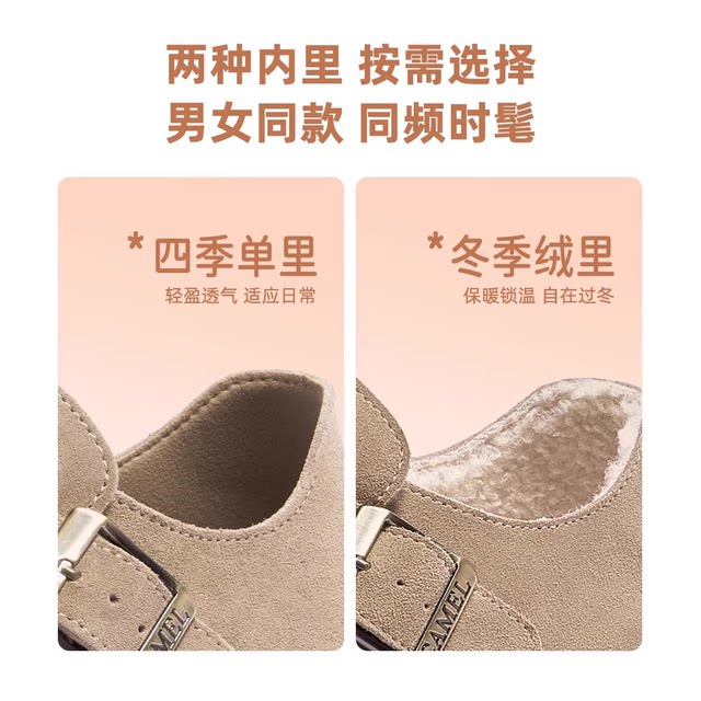 ເກີບຜູ້ຍິງ Camel 2025 Spring Casual Retro Baotou Birkenstock Shoes Women's Retro Shoes Flat Round Toe Shoes