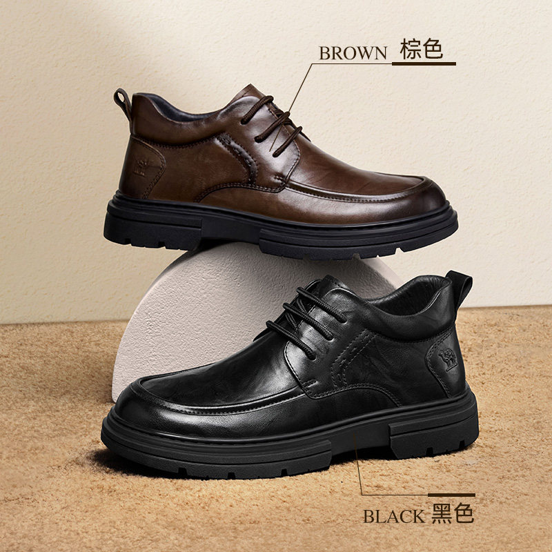 骆驼男鞋冬季2026新款牛皮商务休闲加绒皮鞋男士中年爸爸保暖棉鞋,淘宝优惠券,粉丝福利购,淘宝优惠卷
