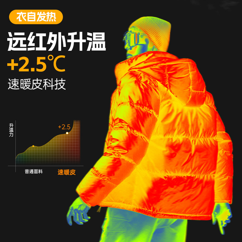 骆驼男装速暖羽绒服男冬季2026连帽加厚保暖情侣黑色面包外套