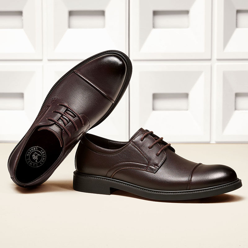 骆驼男鞋2026春季新款增高牛津鞋三接头皮鞋男结婚正装商务德比鞋,淘宝优惠券,粉丝福利购,淘宝优惠卷