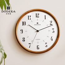 Dodeka Day style solid wood living room hanging bell retro timepiece Nordic minimalist log silent home clock hanging wall clock