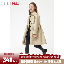 ELLEkids childlike style elegant skirt-style doll collar windcoat jacket female childrens fall mid-length blouses