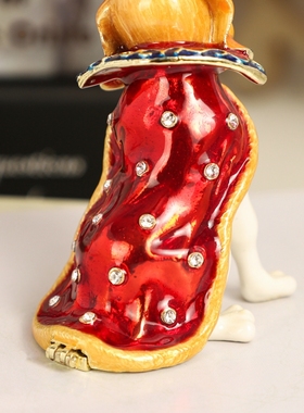 创意家居小摆件珐琅彩皇冠国王狗权杖狗装饰盒时尚家居金属小礼品