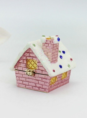 珐琅彩合金雪屋装饰摆件