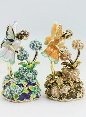 轻奢珐琅花仙子绣球花耳环戒指