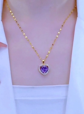 项链瓜子链女水晶爱心不掉色时尚