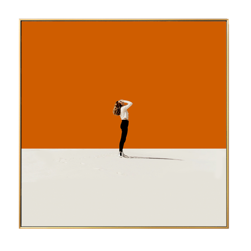 现代简约轻奢橙色客厅装饰画北欧个性人物组合卧室挂画创意壁画