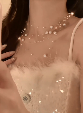 满天星鱼线珍珠项链多层锁骨链新款爆款轻奢小众设计感高级毛衣链