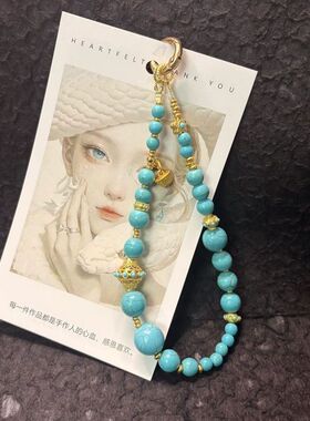 吸财开运绿色石手机串珠挂件高保色手机挂链钥匙挂件