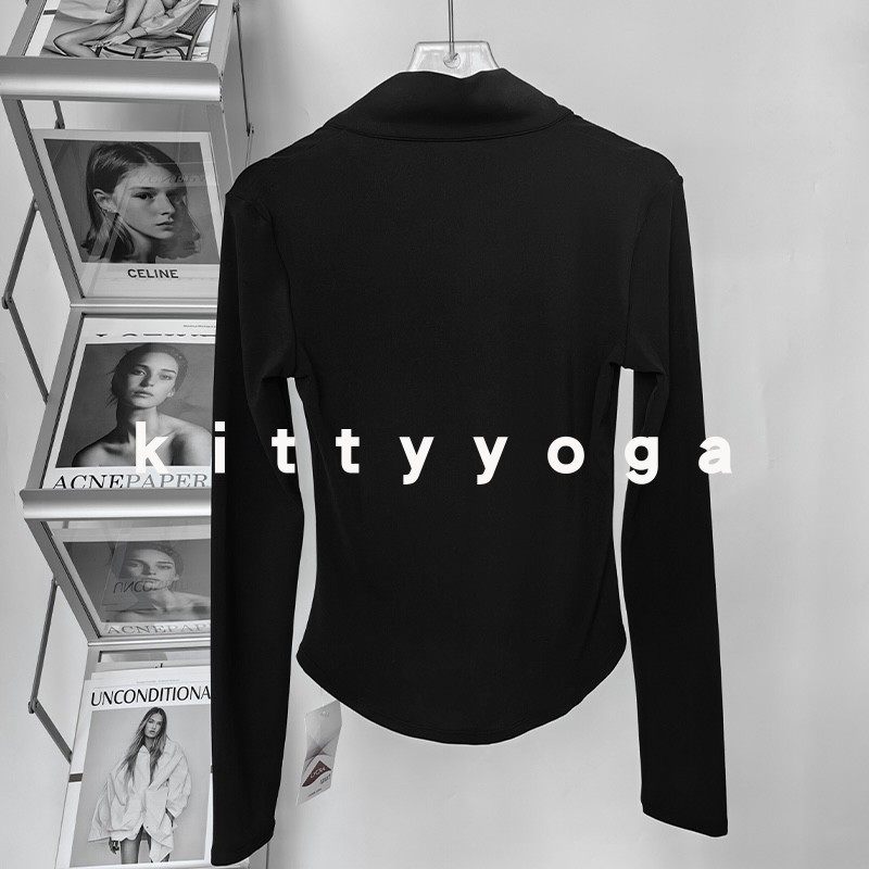 超显胸显瘦半拉链立领t恤长袖运动上衣瑜伽健身普拉提运动,淘宝优惠券,粉丝福利购,淘宝优惠卷