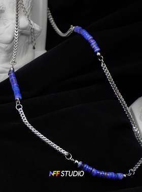 不掉色莫兰迪串珠拼接钛钢项链