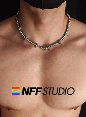 NFF欧美男满钻闪烁轻奢嘻哈项链