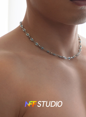 NFF男冷淡风恶魔眼朋克锁骨链