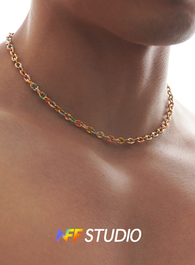 NFF金色钛钢镀金朋克锁骨链
