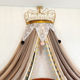 New princess bed curtain, cute Nordic pink girly heart macaron color decorative gauze triangle lace blue with crown
